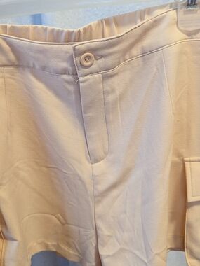 Light Beige High-Waist Shorts with Button Front
